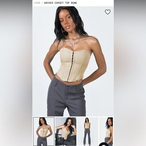 PRINCESS POLLY cream strapless corset top